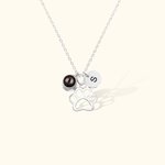 Personalised 100 Languages I love You Photo Projection Dog Paw with Initial Necklace