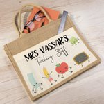 Gepersonaliseerde Jute Draagtas met Naam voor Leraar Bedank Cadeau