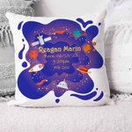 Personalized Cushion Throw Pillow Cover With Newborn Baby's Name Birth Date and Weight