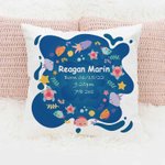 Personalized Cushion Throw Pillow Cover With Newborn Baby's Name Birth Date and Weight