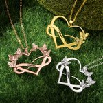 Personalisierte Unendlichkeit und Herz-Anhänger mit Namen Geburt Monat Schmetterling Halskette