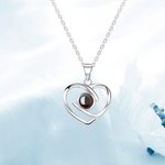 Personalised Interlaced Love Heart Photo Projection Necklace in 100 Languages