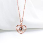 Personalised Interlaced Love Heart Photo Projection Necklace in 100 Languages