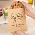 Personliga baby shower favoritsäckar Vi kan inte vänta med att vänta tack så mycket