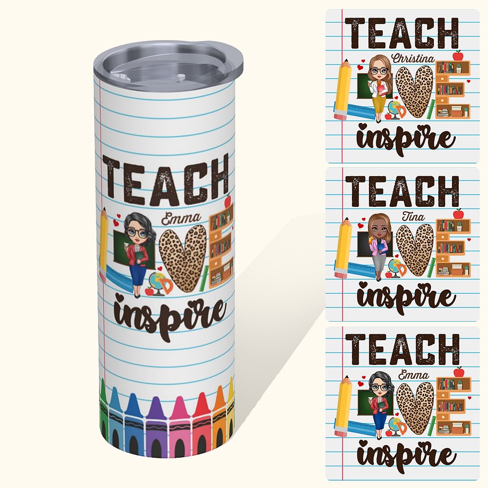 Gobelets de professeur personnalisés Teach Love Inspire