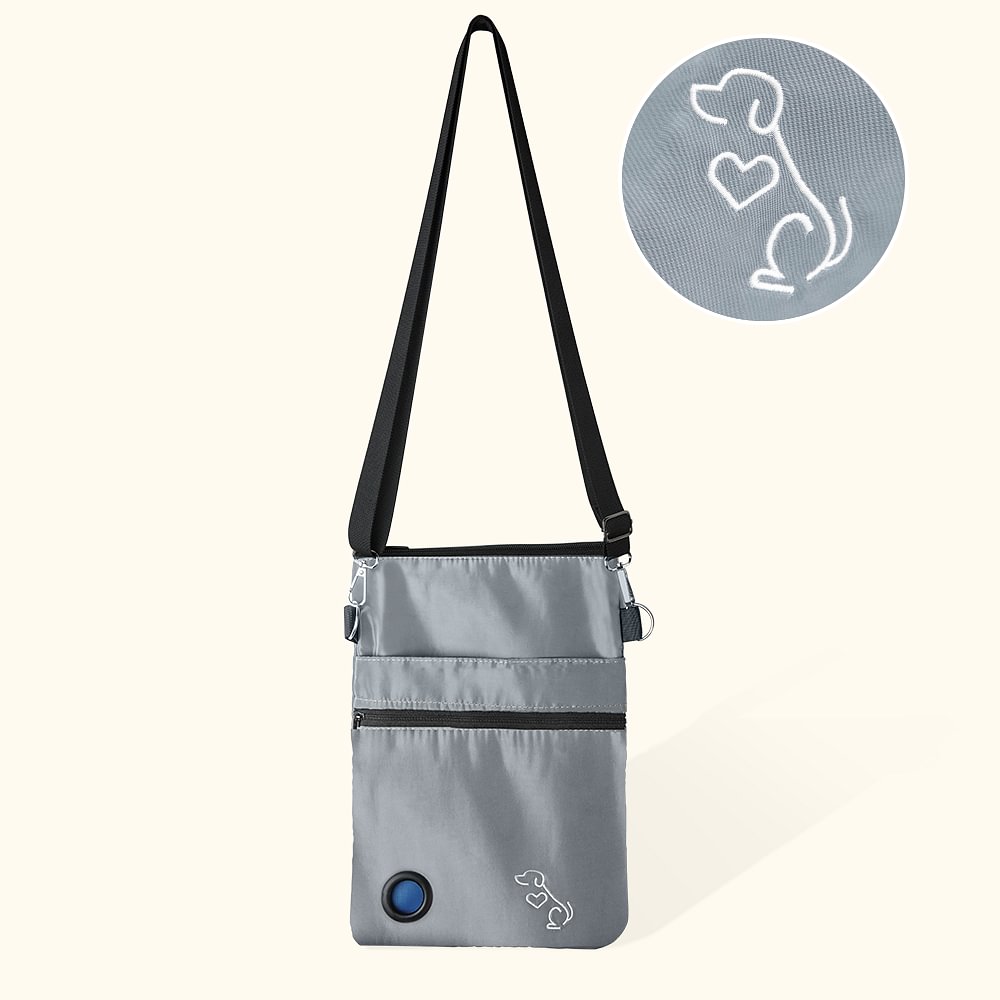 Sac imperméable avec bandoulière et support pour sac à crottes, personnalisé.
