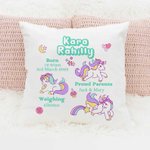 Personalisierte Fantasy Einhorn Geburt Ankündigung Baby Keepsake werfen Kissen Kissen Abdeckung Kinderzimmer Dekor