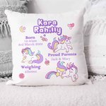 Personalisierte Fantasy Einhorn Geburt Ankündigung Baby Keepsake werfen Kissen Kissen Abdeckung Kinderzimmer Dekor