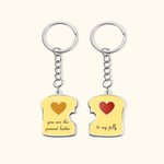 Personalized Peanut Butter and Jelly Toast with Heart Couple Keychain Set Best Friend Gift