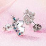 Personalisierte 925 Sterling Silber Fantasy Einhorn Ohrringe Geschenk für Mädchen