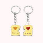 Personalisierte Erdnussbutter und Gelee Toast mit Herz Paar Schlüsselanhänger Set bester Freund Geschenk