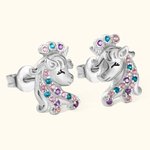 Personalisierte 925 Sterling Silber Fantasy Einhorn Ohrringe Geschenk für Mädchen