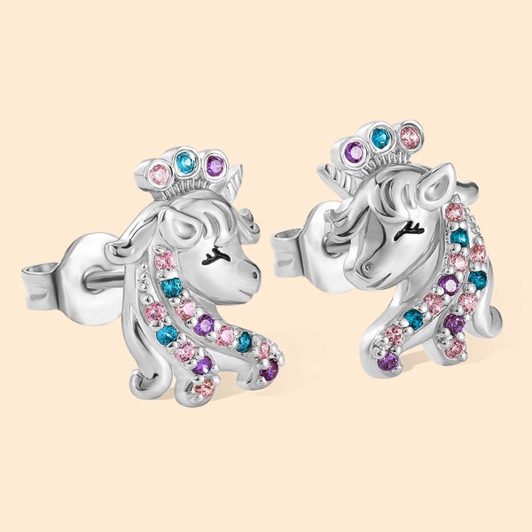 925 Sterling Silver Unicorn Earrings for Girls