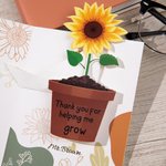Personalized Thank You for Helping Me Grow Sunflower Greeting Card For Teacher