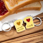 Personalized Peanut Butter and Jelly Toast with Heart Couple Keychain Set Best Friend Gift