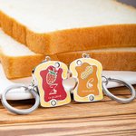 Personalized Peanut Butter and Jelly Toast with Heart Couple Keychain Set Best Friend Gift