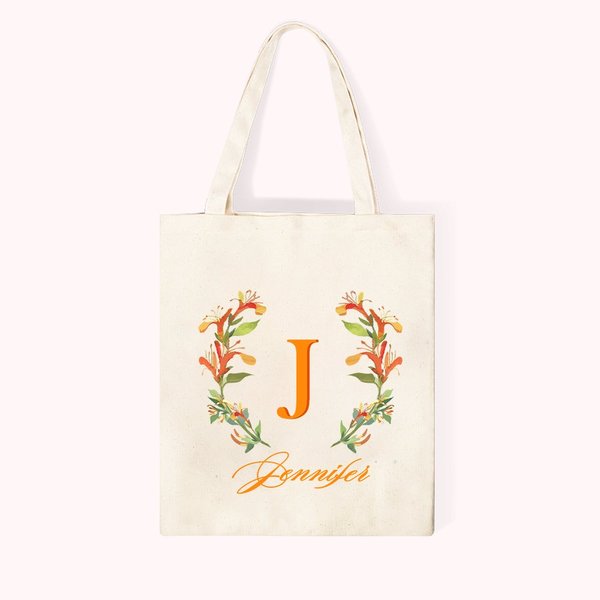 Embroidered Birth Month Flower Tote Bag