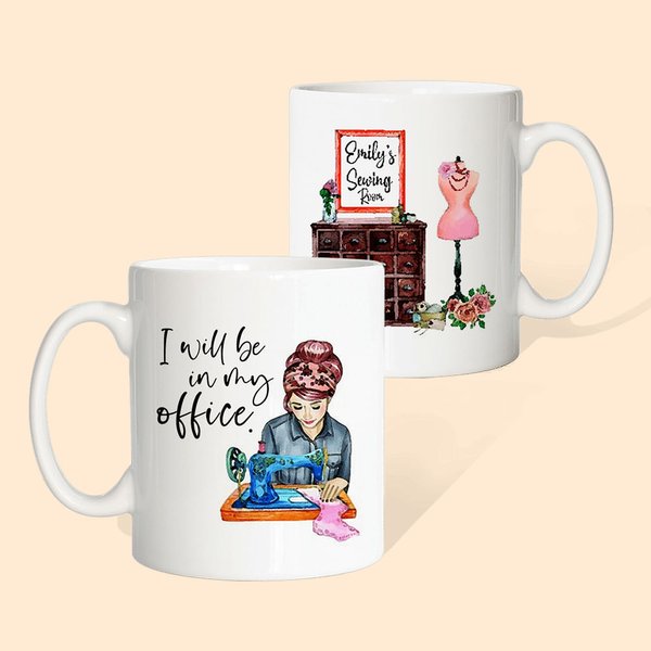 Personalisierte Nähen Ich werde in meinem Büro Mug Geschenk für sie sein