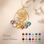 Personalisierte Drop Shaped Geburt Blume Bouquet Anhänger Halskette mit Birthstones