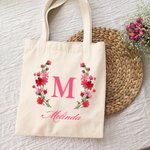 Personalised Tote Bag with Birth Month Flower and Name