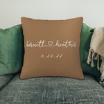 Personalized Name and Established Date Cushion Cover Throw Pillow Cover Wedding Gift