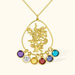 Personalisierte Drop Shaped Geburt Blume Bouquet Anhänger Halskette mit Birthstones
