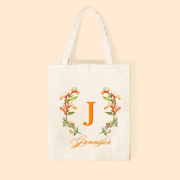 Personalized Tote Bag with Birth Month Flower and Name