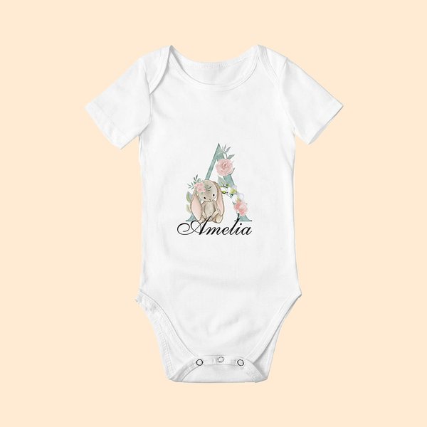 Embroidered Baby Onesie with Initial and Name
