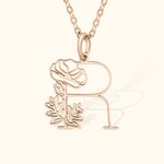 Personalized Birth Flower Necklace with Initial for Women Memorial Gift