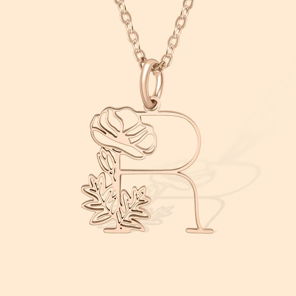 Personalized Birth Flower Necklace with Initial for Women Memorial Gift