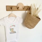 Personalisierte kurze Ärmel niedlichen Baby Onesie mit Initialen und Namen