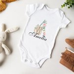 Personalisierte kurze Ärmel niedlichen Baby Onesie mit Initialen und Namen