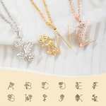 Personalized Birth Flower Necklace with Initial for Women Memorial Gift