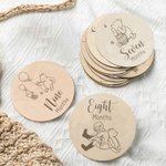 Personalized Set of 12 Classic Winnie The Pooh Baby Monthly Milestone Cards