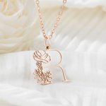 Personalized Birth Flower Necklace with Initial for Women Memorial Gift