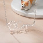 Chaîne avec Prénom Personnalisé Collier de Patte de Chien Cadeau d'Anniversaire pour les Amoureux des Animaux de Compagnie