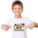 Camiseta personalizada I'm 2 and Digging It Construction Vehicle para niño