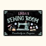 Personalized Metal Sewing Room Sign Wall Decor
