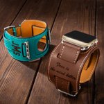 Personalised Leather Apple Watch Band With Cuff Gift for Him