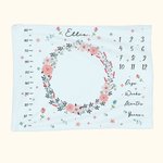 Personalized Flowers Universe Baby Milestone Growth Tracker Soft Blanket with Accessories Wooden Ring Baby Shower Gift for Newborn