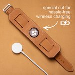 Personalised Leather Apple Watch Band With Cuff Gift for Him