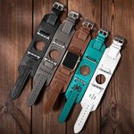 Personalised Leather Apple Watch Band With Cuff Gift for Him