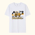 Camiseta personalizada I'm 2 and Digging It Construction Vehicle para niño