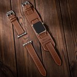 Personalised Leather Apple Watch Band With Cuff Gift for Him