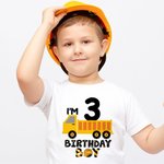 Camiseta personalizada I'm 2 and Digging It Construction Vehicle para niño