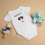 Personalized Protected By Dog Cartoon Style Baby Onesie