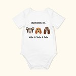 Personalized Protected By Dog Cartoon Style Baby Onesie