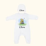 Personalized Classic Winnie the Pooh Baby Romper Set with Hat and Gloves Coming Home Outfit