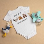 Personalized Protected By Dog Cartoon Style Baby Onesie