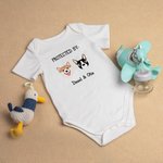 Personalized Protected By Dog Cartoon Style Baby Onesie